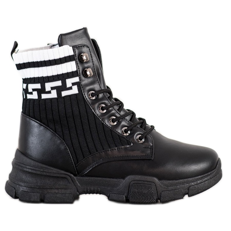 SHELOVET Snöriga modearbetare vit svart