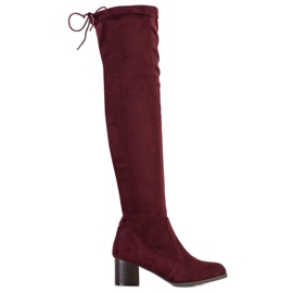 M.Daszyński Maroon stövlar ovanför knäet röd