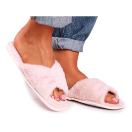 Dam päls tofflor Beige rosett