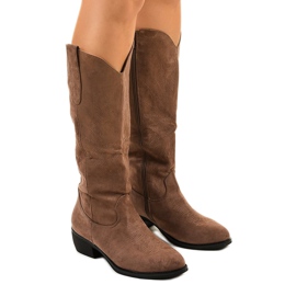 Evelralla cowboystövlar i kaki mocka grön