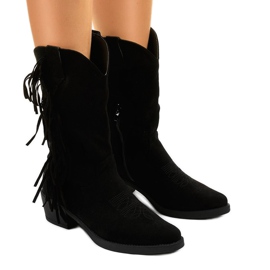 Svarta cowboystövlar i mocka på dragkedjan Arisaria