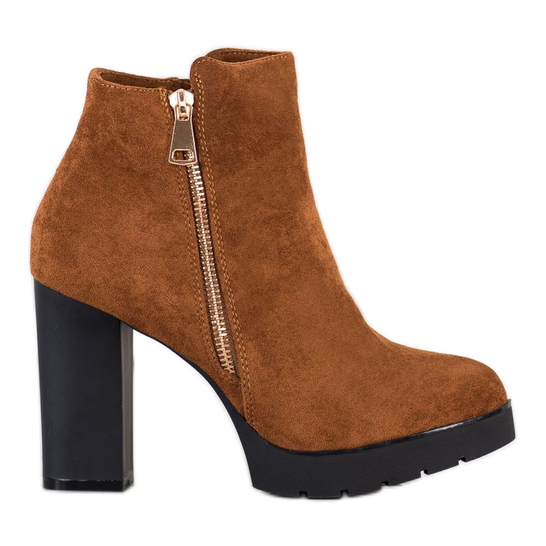 Small Swan Högklackade stövlar brun gul