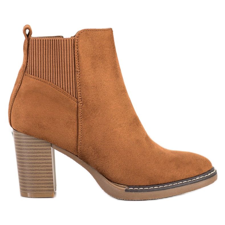 Super Mode Kamel stövlar på ett inlägg brun gul