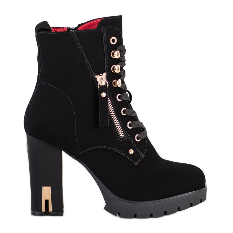 Super Mode Trendiga högklackade stövlar svart