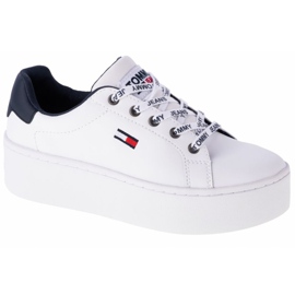 Tommy Hilfiger Iconic Leather Flatform-skor i EN0EN01113-YBR vit