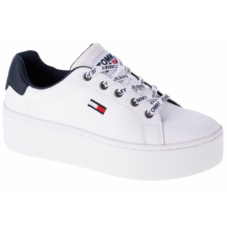Tommy Hilfiger Iconic Leather Flatform-skor i EN0EN01113-YBR vit