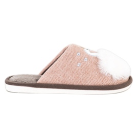 Bona Varma tofflor med applikation beige vit brun rosa