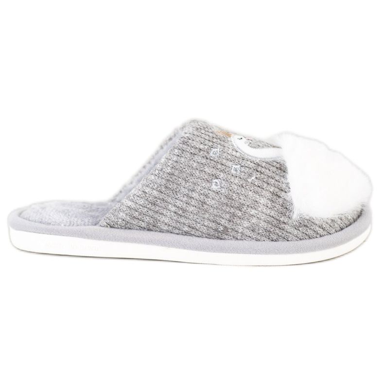 Bona Varma tofflor med applikation vit grå