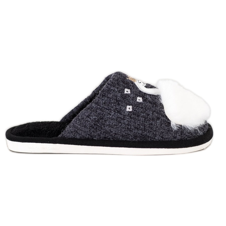 Bona Varma tofflor med applikation vit svart grå