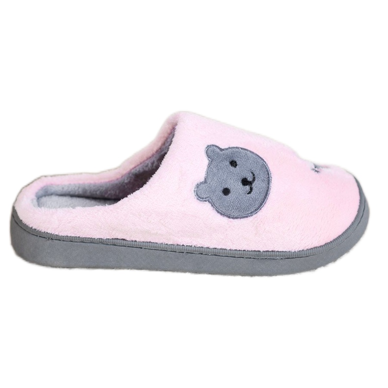 Bona Nallebjörnens varma slip-on tofflor rosa grå