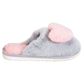 Bona Tofflor Med Hjärta rosa grå