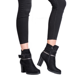 Queentina Eleganta stövlar i mocka svart silver-