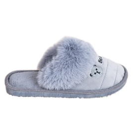 Bona Tofflor med björnpäls grå