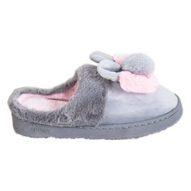 Bona Grå tofflor med skador rosa