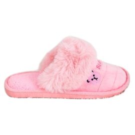 Bona Tofflor med björnpäls rosa