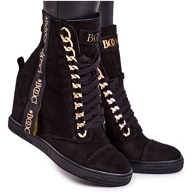 Damskor i mocka med band BOOCI 2222/543 / z svart