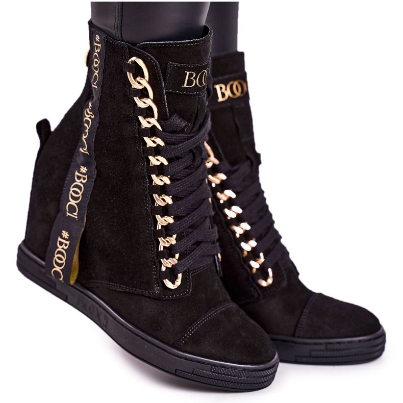 Damskor i mocka med band BOOCI 2222/543 / z svart
