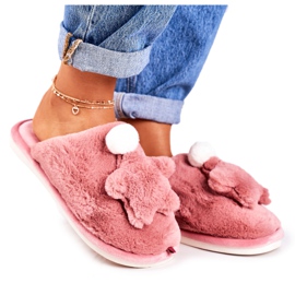 Dam tofflor med päls och stjärnpulver rosa natt-natt