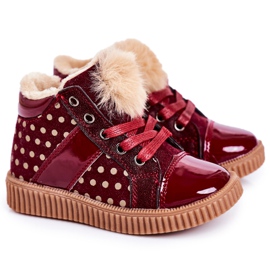 Linshi Barnens varma stövlar Sneakers i prickiga röda Anastasia