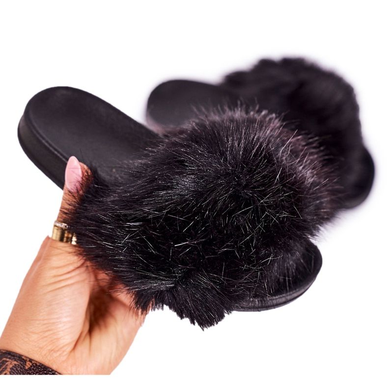 PS1 Barnens svarta Fashionista päls tofflor