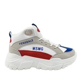 Vita sneakers, isolerade Denim sneakers mångfärgad