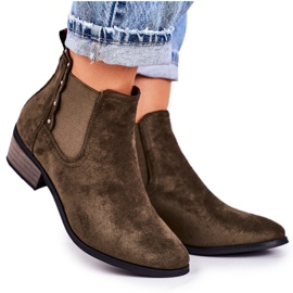 PJ1 Kvinnors klassiska Chelsea -stövlar Mocka Mörkgröna Walker -stövlar kaki