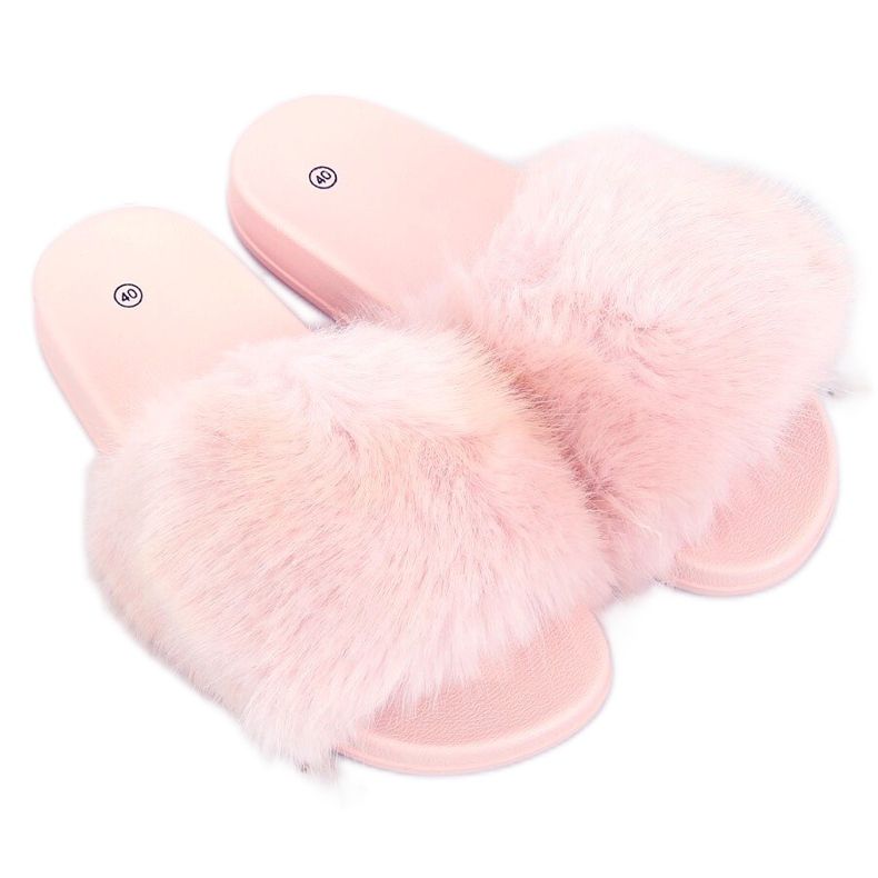 Tofflor med päls ljusrosa CK107P L.PINK