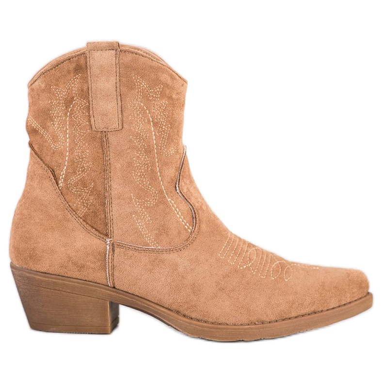 Ideal Shoes Cowboystövlar med mocka beige