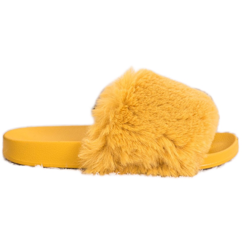Bona Trendiga flip-flops med päls gul