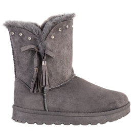 SHELOVET Grå Mukluki med Cubic Zirconia