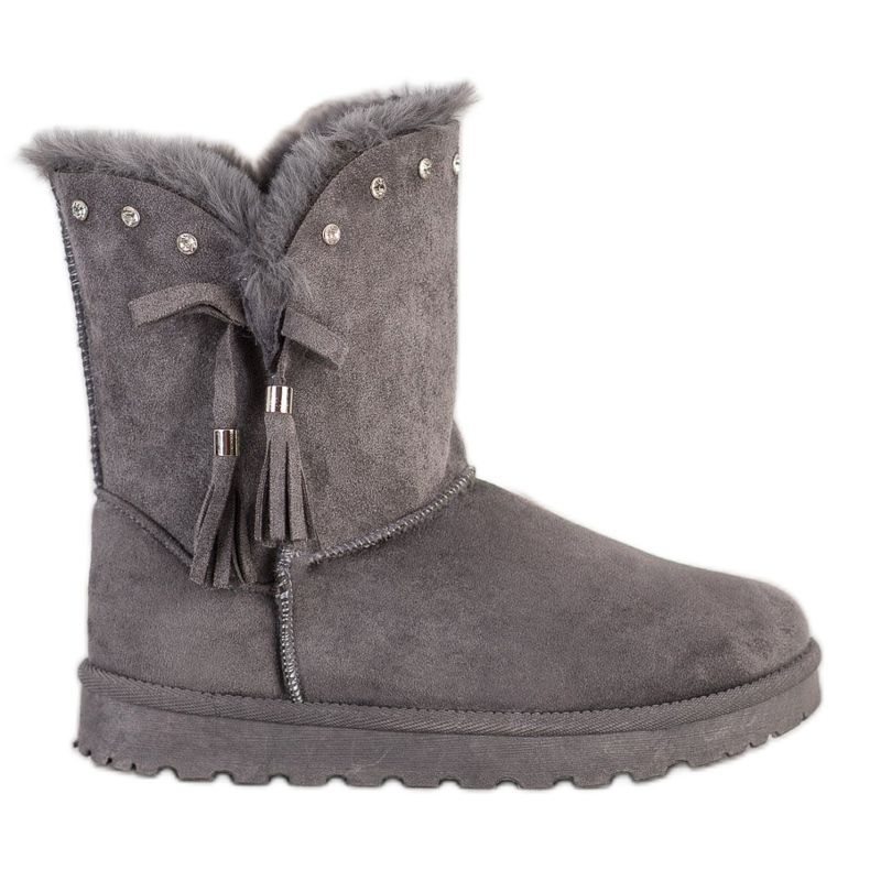 SHELOVET Grå Mukluki med Cubic Zirconia