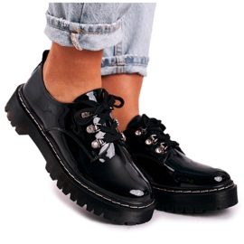 S.Barski Oxfordskor för kvinnor på plattformen S. Barski HX15 lackerad svart