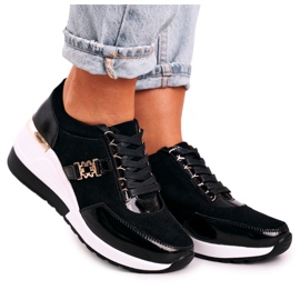 S.Barski Dam Wedge Sneakers Svart Guld Roxette