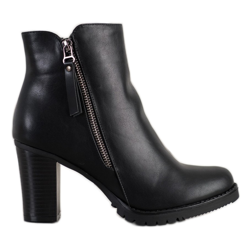 SHELOVET Stövlar på ett inlägg med en dekorativ dragkedja svart