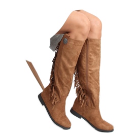 Stövlar med fransar, dold kilkamel ST-28P Camel beige