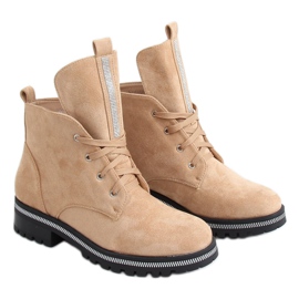 Beige damskor med snörning NC1035 Khaki silver-