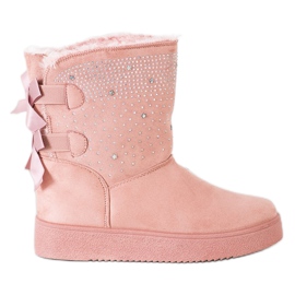 Small Swan Mukluki med kristaller rosa