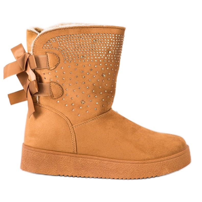 Small Swan Mukluki med kristaller brun