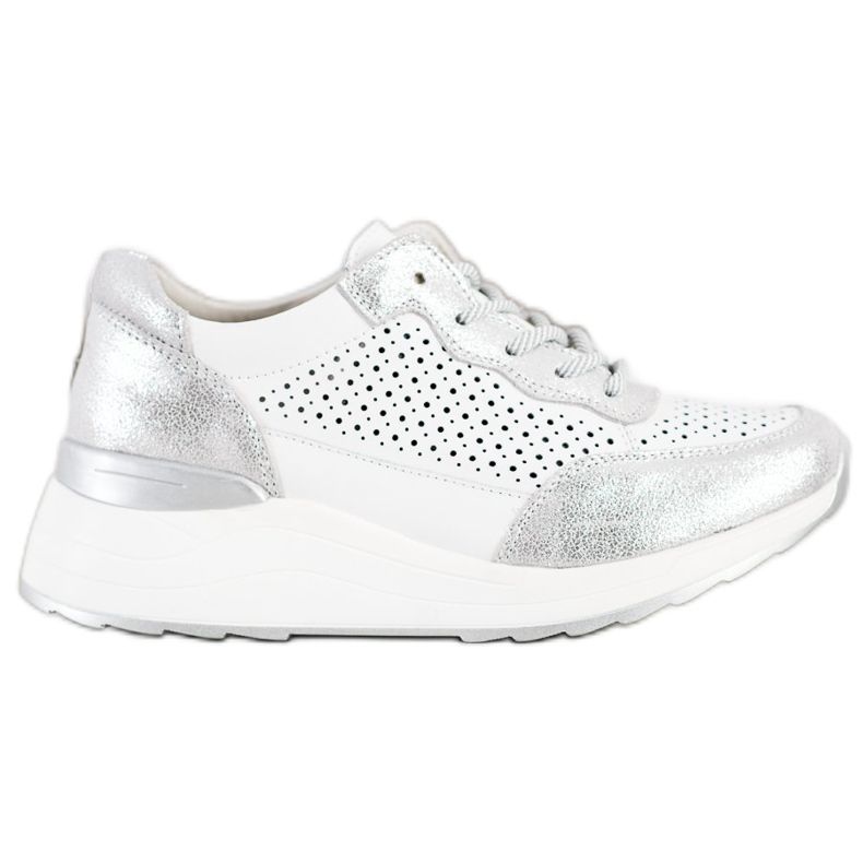 Goodin Snygga lädersneakers vit silver-