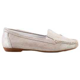 Filippo Glänsande läderloafers beige