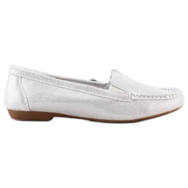 Filippo Glänsande läderloafers silver-