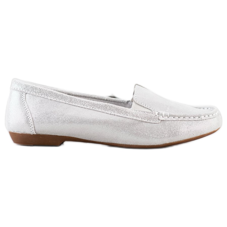 Filippo Glänsande läderloafers silver-