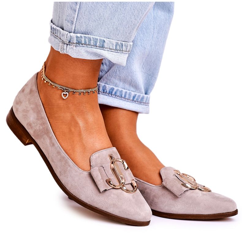 Nicole Mocka loafers för kvinnor Beige Mary-Jane ballerinor