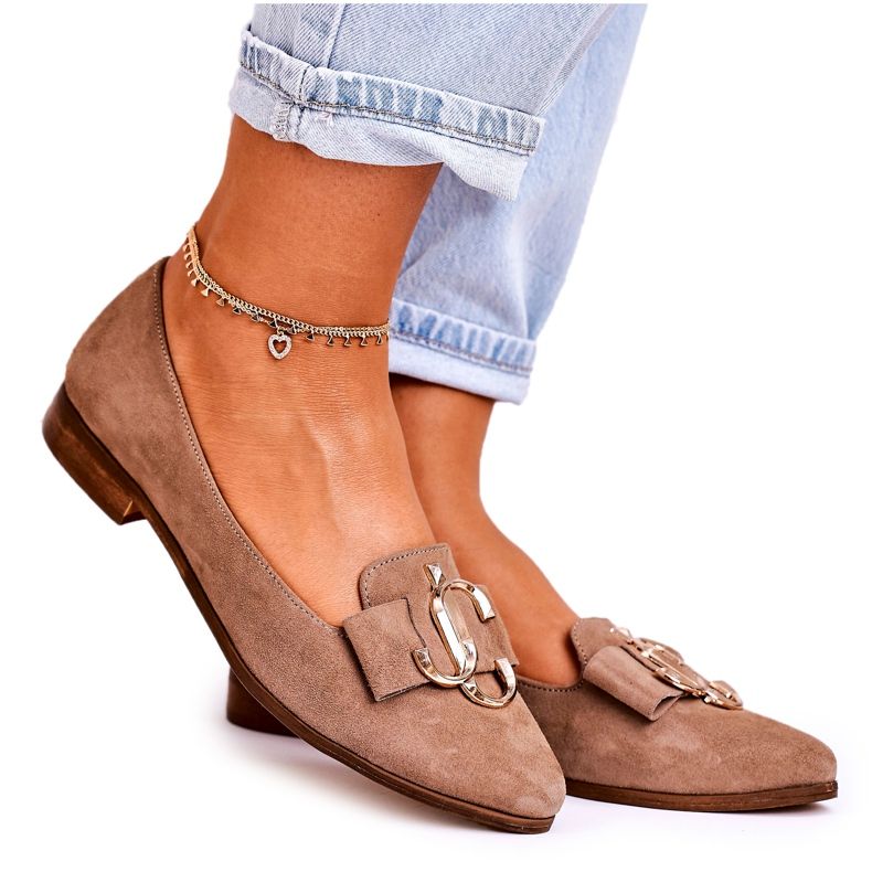 Nicole Dam Mocka Loafers Ballerina Ljusbrun Mary-Jane