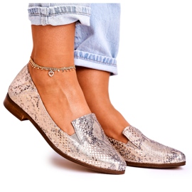 Nicole Dam Läder Loafers Animal Pattern Golden Scarlett mångfärgad gyllene