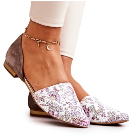 Eleganta läderballerinor med blommor Laura Messi 1110 Vit