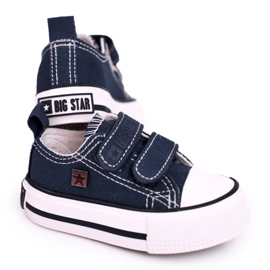 Barn låga sneakers med kardborreband Big Star HH374201 Marinblå