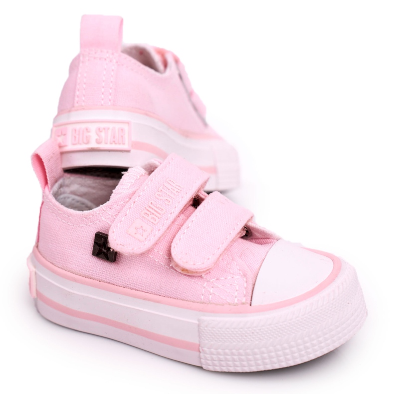 Barnens låga sneakers med kardborreband Big Star HH374203 Rosa