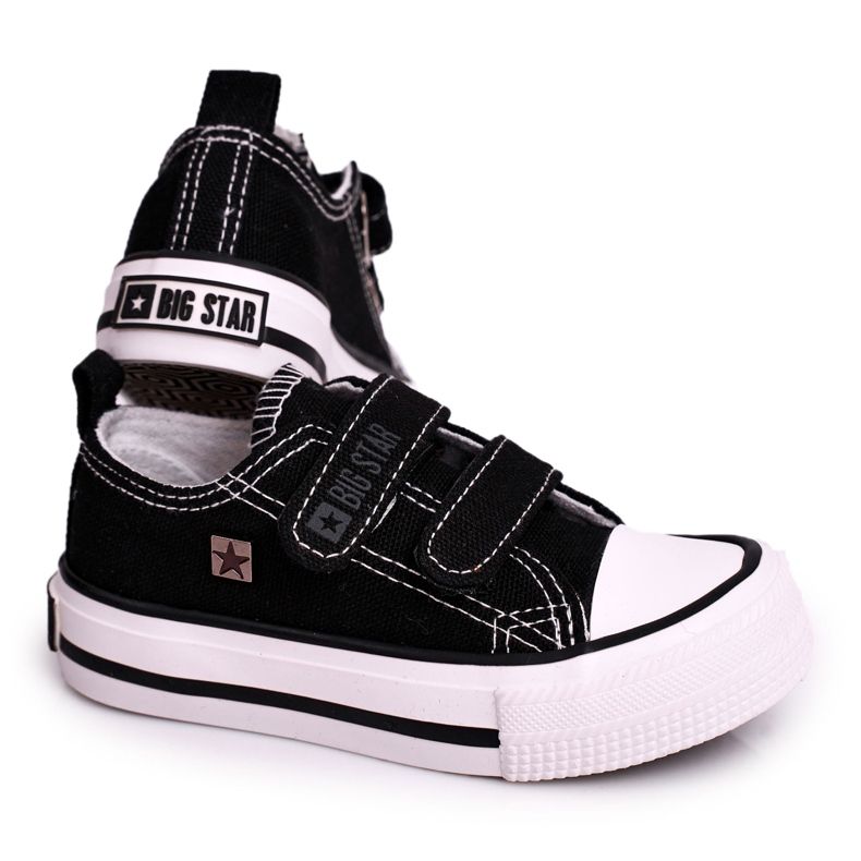 Barn låga sneakers med kardborreband Big Star HH374096 svart