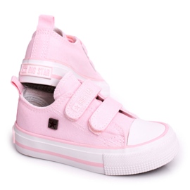 Barnens låga sneakers med kardborreband Big Star HH374099 Rosa